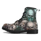 No see no hear no speak skull boots for men women skull gothic men women boots skeleton boots, Halloween Christmas leather skull boots shoes