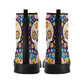 Sugar skull day of the dead leather boots, Candy Mexico skull boots for men women, Dia de los muertos skull boots shoes, Floral skull boots