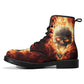 Flaming skull grim reaper boots for men women, Fire skull gothic women boots skeleton boots, Halloween Christmas leather skull boots shoes