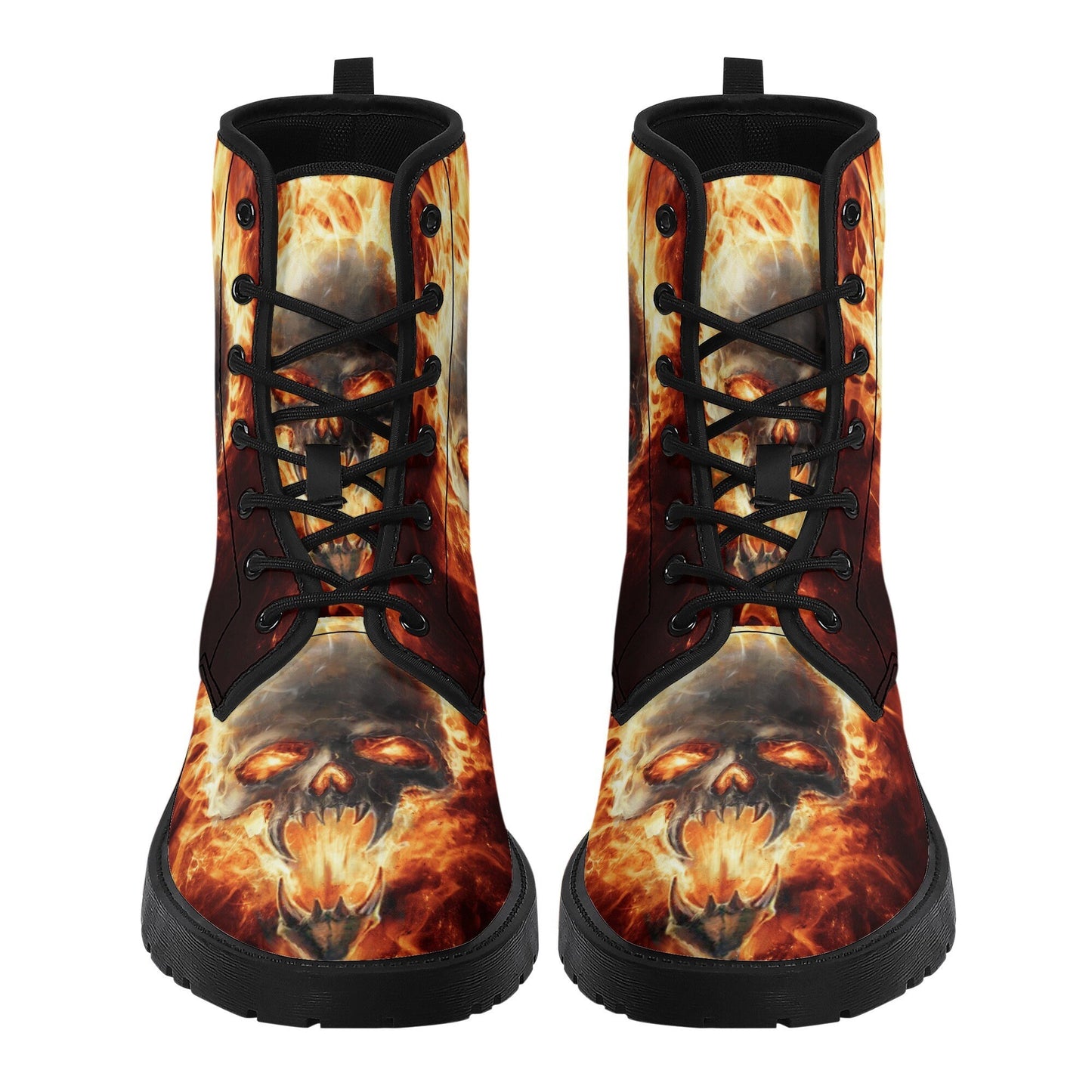 Flaming skull grim reaper boots for men women, Fire skull gothic women boots skeleton boots, Halloween Christmas leather skull boots shoes
