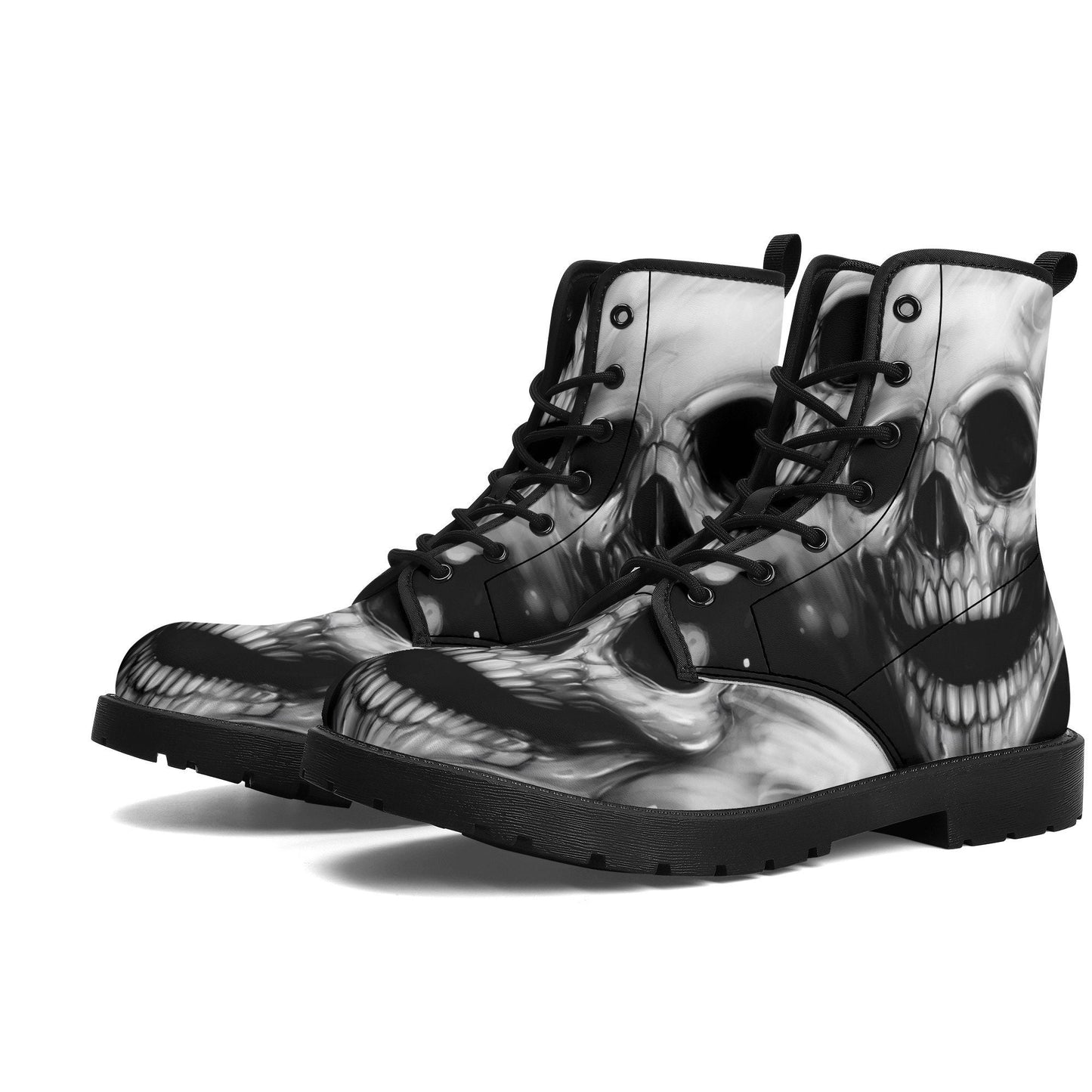 Gothic skull grim reaper boots for men women, Goth skull gothic women boots skeleton boots, Halloween grim reaper leather skull boots shoes