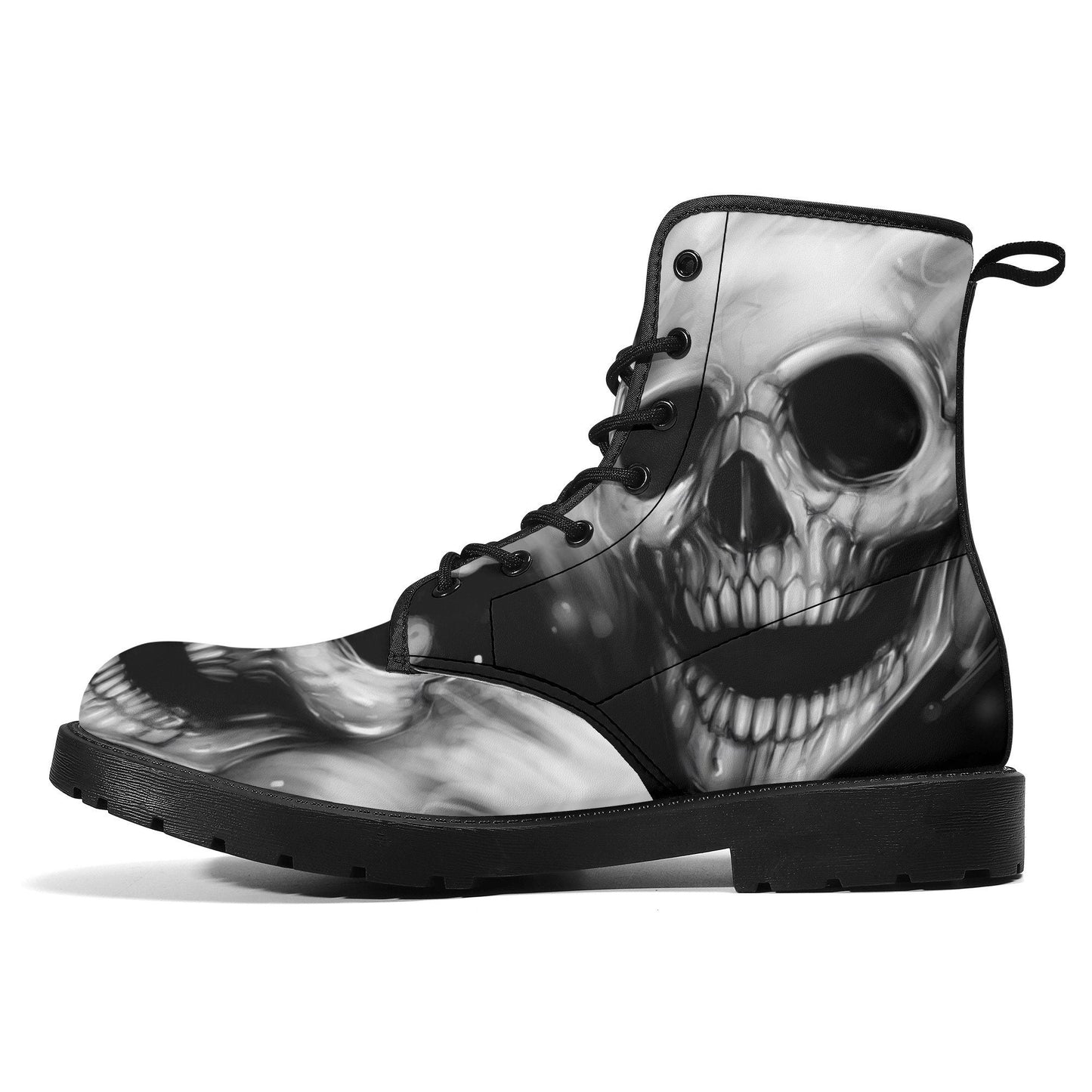 Gothic skull grim reaper boots for men women, Goth skull gothic women boots skeleton boots, Halloween grim reaper leather skull boots shoes