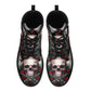 Rose skull grim reaper boots for men women, Floral skull omen boots skeleton boots Horror rose floral grim reaper leather skull boots shoes