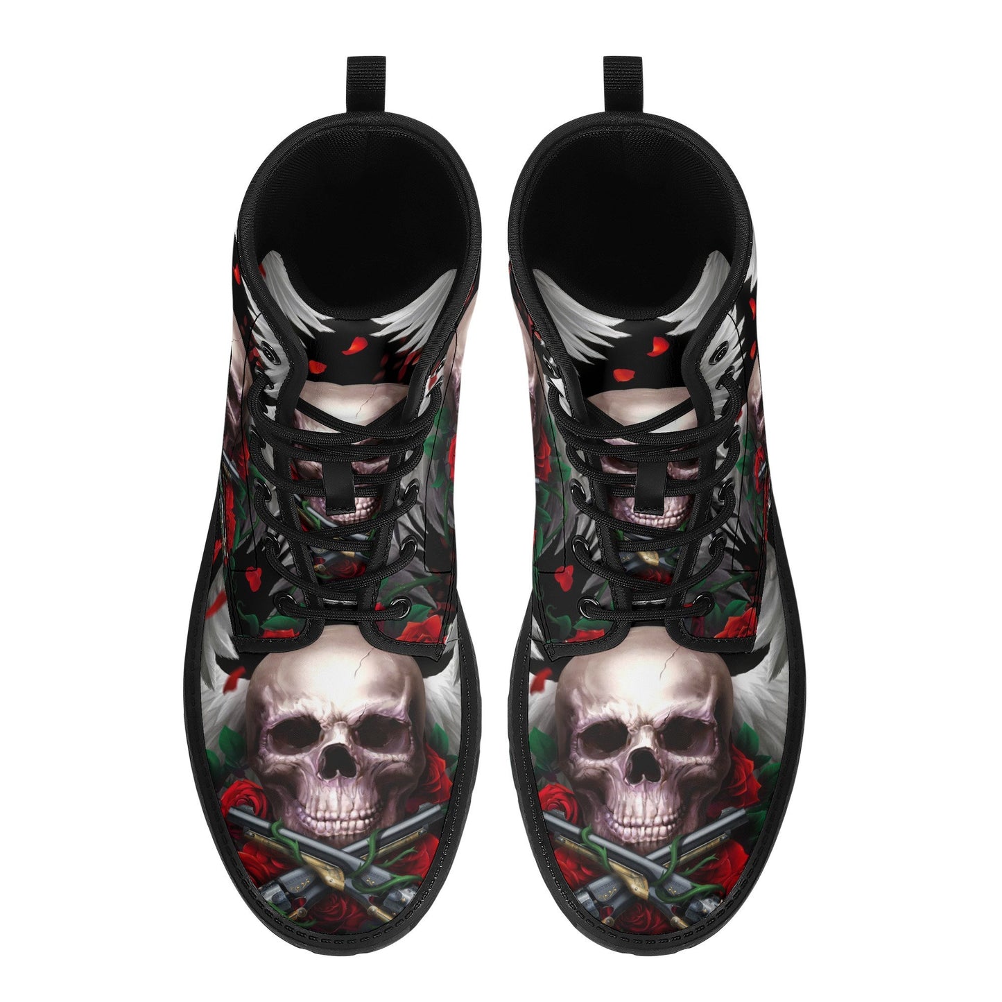 Rose skull grim reaper boots for men women, Floral skull omen boots skeleton boots Horror rose floral grim reaper leather skull boots shoes