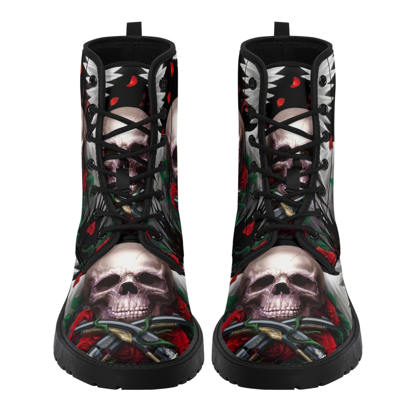 Rose skull grim reaper boots for men women, Floral skull omen boots skeleton boots Horror rose floral grim reaper leather skull boots shoes