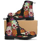 Candy skull day of the dead leather boots, Day of the dead skull boots men women, Dia de los muertos skull boots shoes, Floral skull boots