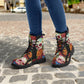 Candy skull day of the dead leather boots, Day of the dead skull boots men women, Dia de los muertos skull boots shoes, Floral skull boots