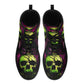 Green skull grim reaper boots for men women, Halloween skull gothic women boots skeleton boots, Death blue skull leather skull boots shoes