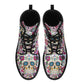 Day of the dead sugar skull leather boots, sugar skull boots for men women skull women's boots candy skull combat boots skull boots shoes