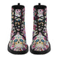 Day of the dead sugar skull leather boots, sugar skull boots for men women skull women's boots candy skull combat boots skull boots shoes