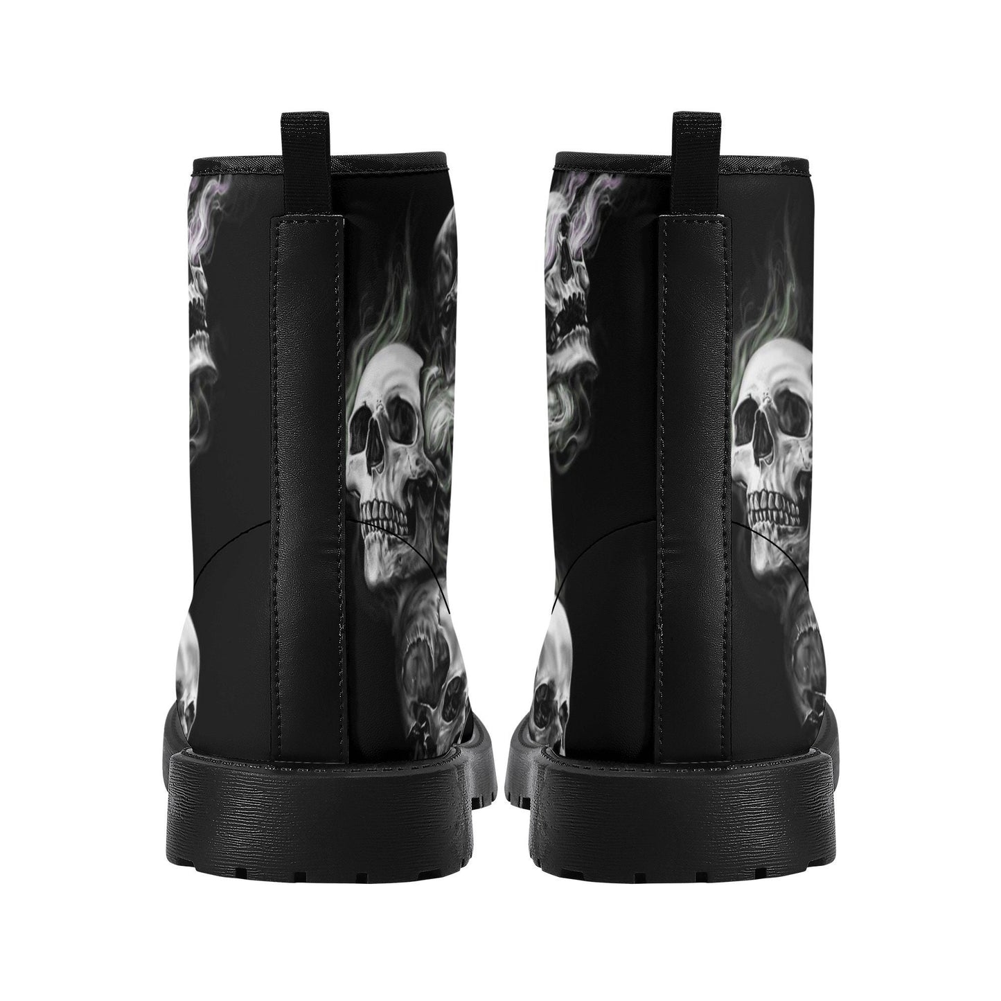 Halloween skull leather boots, Gothic skull boots for men women, Flaming skull women's boots skeleton boots, evil Bikers skull leather boots