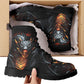 Dragon skull leather boots, Gothic skull boots for men women, Flaming skull women's boots skeleton boots, evil Bikers skull leather boots