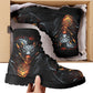 Dragon skull leather boots, Gothic skull boots for men women, Flaming skull women's boots skeleton boots, evil Bikers skull leather boots