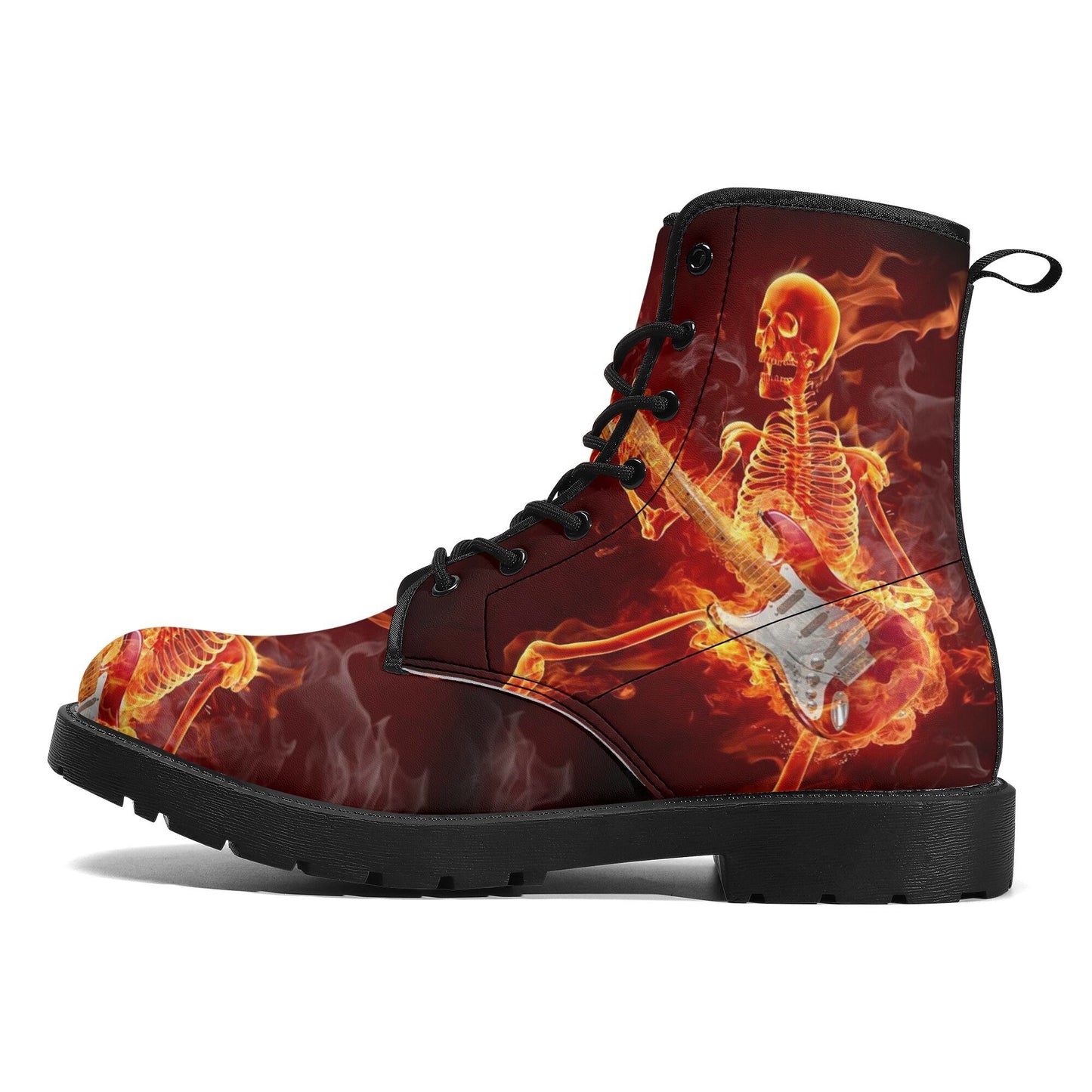 Guitarist skull grim reaper boots for men women, Halloween skull gothic women boots skeleton boots, Musician skull leather skull boots shoes