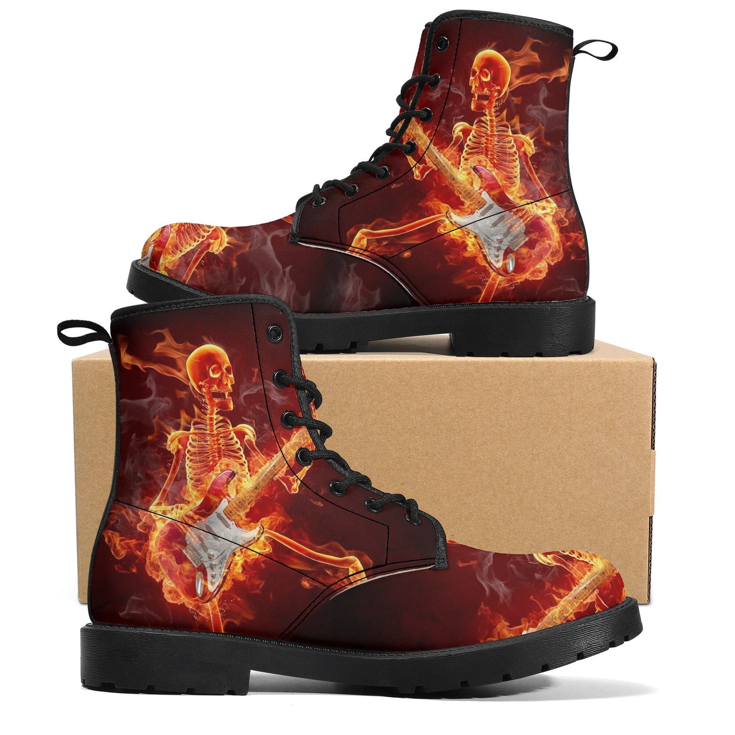 Guitarist skull grim reaper boots for men women, Halloween skull gothic women boots skeleton boots, Musician skull leather skull boots shoes