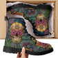 Candy skull day of the dead leather boots, Sugar Mexico skull boots for men women, Dia de los muertos skull boots shoes, Floral skull boots