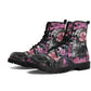 Floral skull grim reaper boots for men women, Halloween skull gothic women boots skeleton boots Flower grim reaper leather skull boots shoes