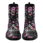 Floral skull grim reaper boots for men women, Halloween skull gothic women boots skeleton boots Flower grim reaper leather skull boots shoes