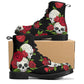Floral skull grim reaper boots for men women, Halloween skull gothic women boots skeleton boots Flower grim reaper leather skull boots shoes
