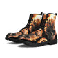 Fire skull grim reaper boots for men women, Flame skull gothic women boots skeleton boots, Flaming grim reaper leather skull boots shoes
