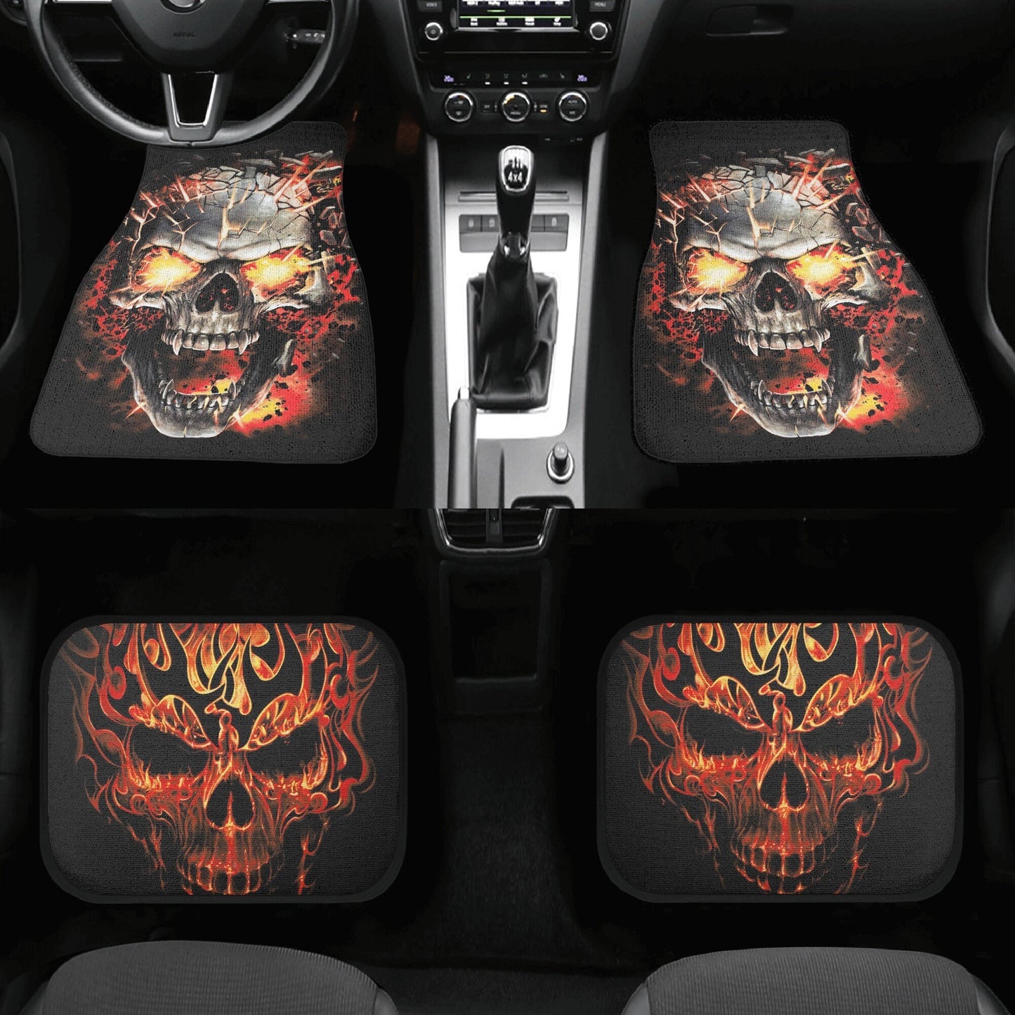 Flaming skull Car Seat Cover car mat Halloween skull seat cover mat ghost car seat protector cover Gothic mat skeleton car mat seat covers