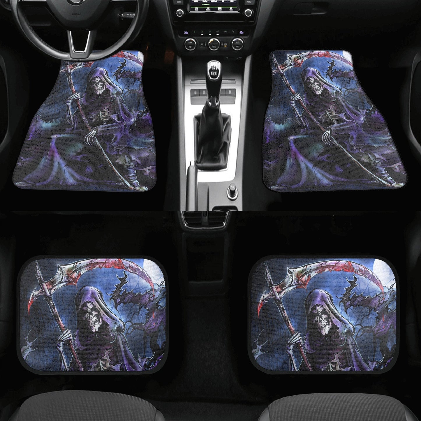 Grim reaper skull Car Seat Cover car mat skeleton skull seat cover mat ghost car seat protector cover Gothic mat skeleton car mat seat cover