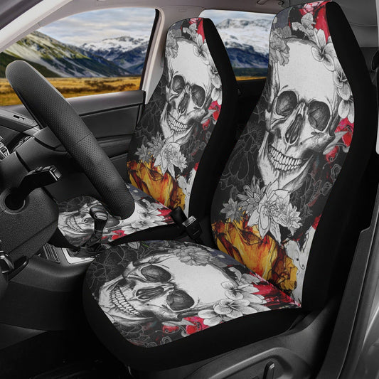 Skull Car Seat Cover car mat full set, Halloween car seat cover mat, Floral skull car mat, skeleton gothic skull car mat seat protector