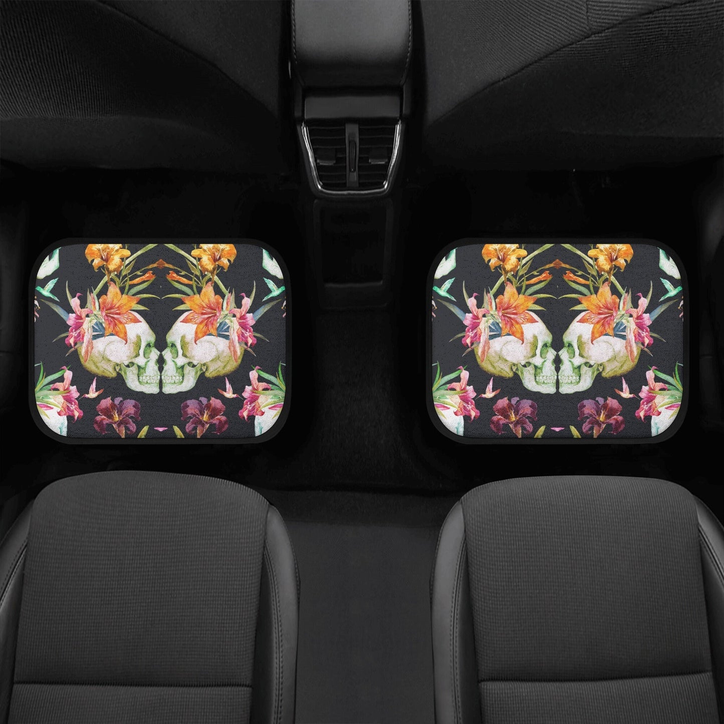 Skull Car Seat Cover car mat full set, Halloween car seat cover mat, Floral skull seat cover for car, gothic skull car mat seat protector
