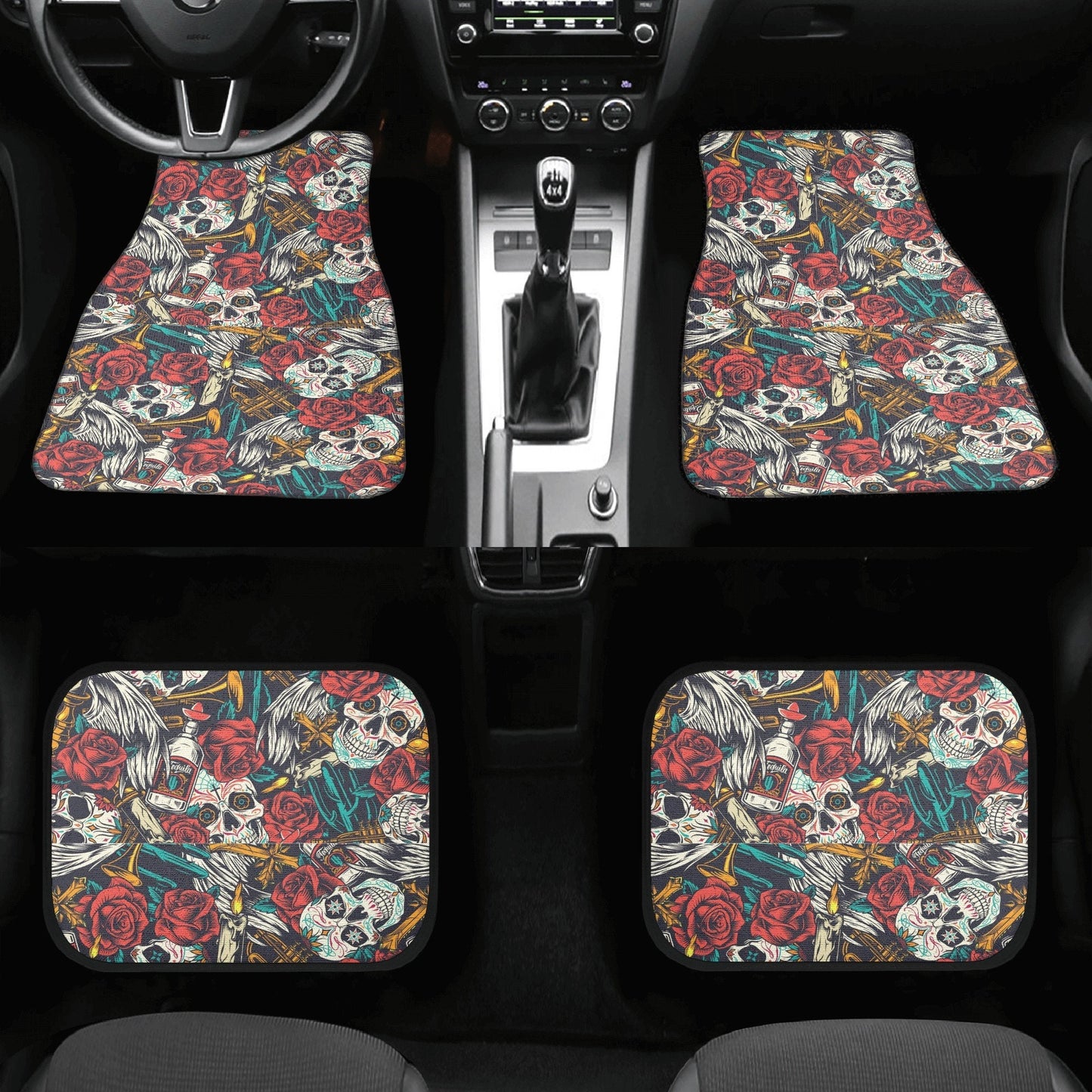 Flower Sugar skull Seat Covers for car mat flower skull car seat protector rose Mexican skull car mat candy skull car accessories seat cover