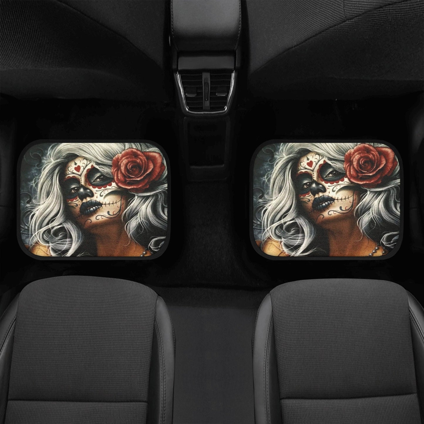 Flower Sugar skull girl Seat Covers for car mat flower skull girl car seat protector, Mexican candy skull seat cover for car accessories
