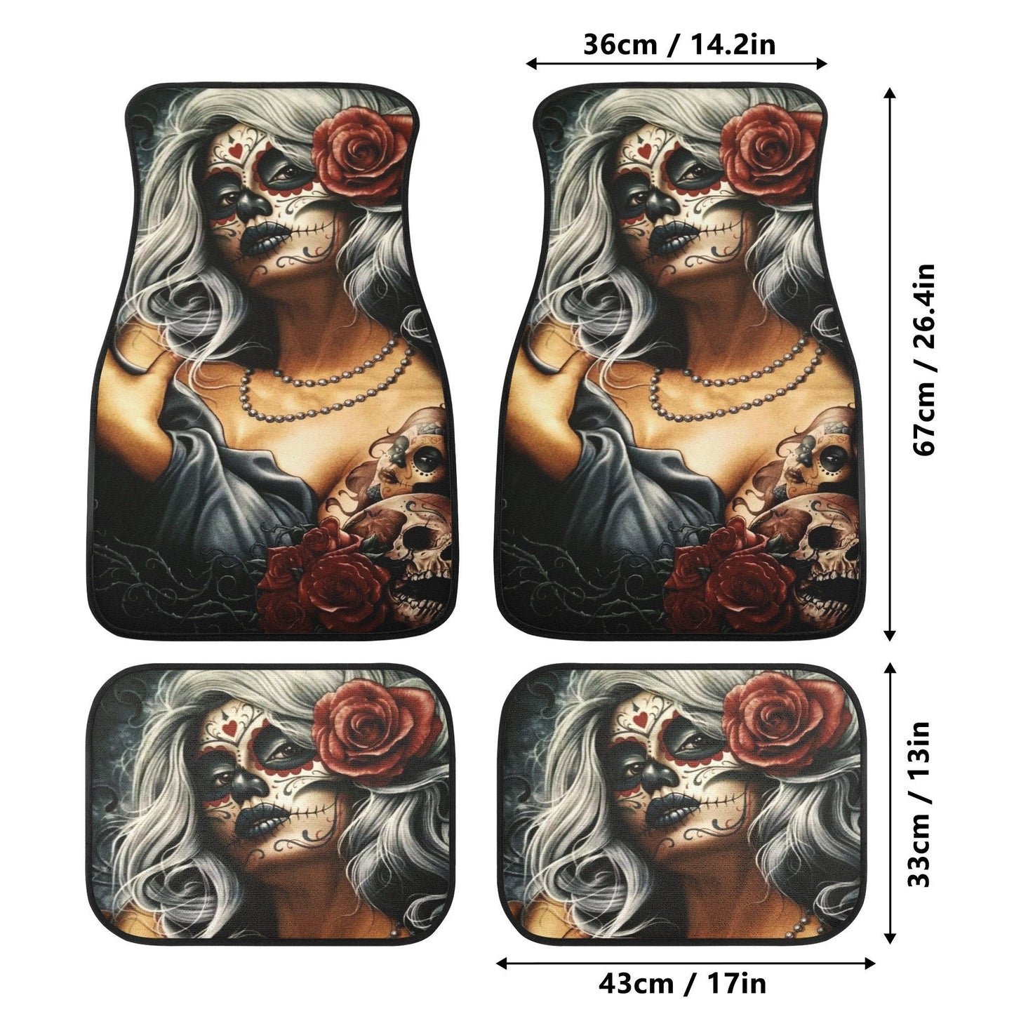 Flower Sugar skull girl Seat Covers for car mat flower skull girl car seat protector, Mexican candy skull seat cover for car accessories