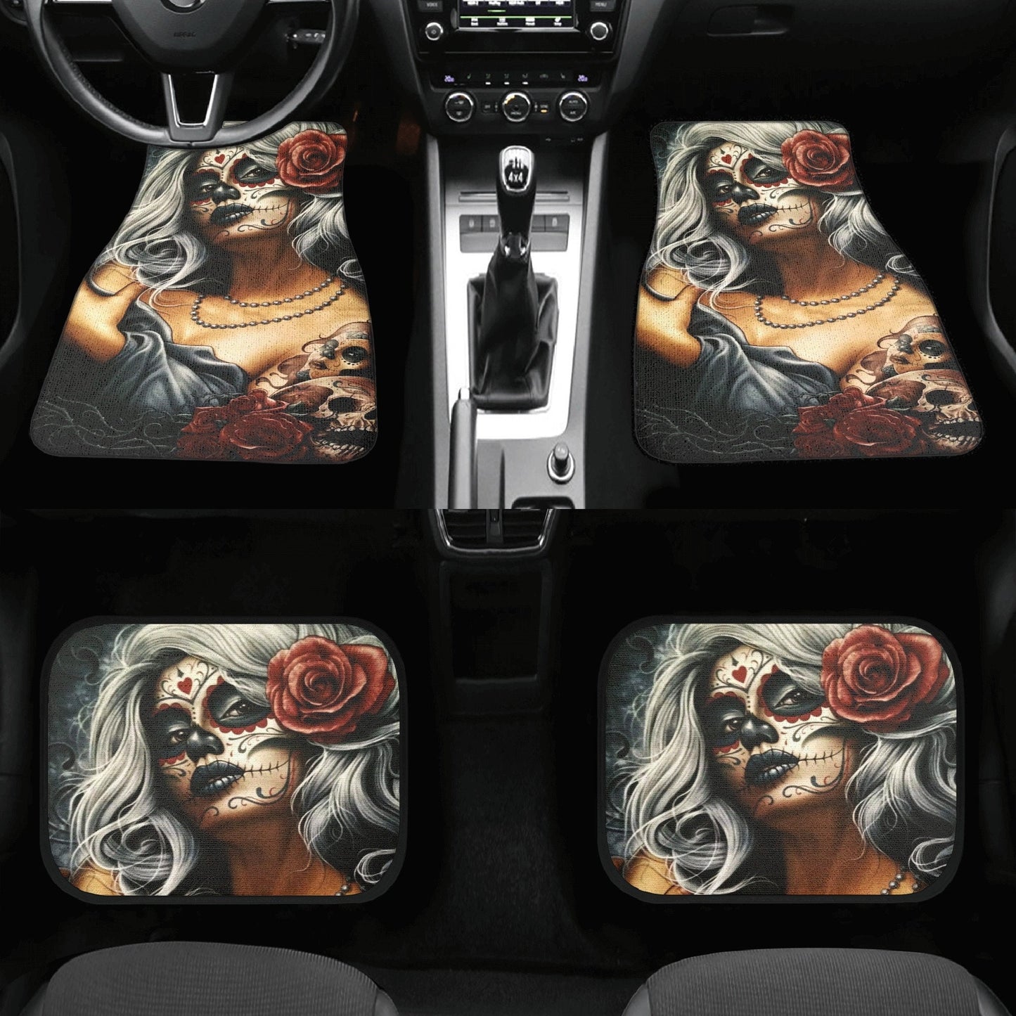 Flower Sugar skull girl Seat Covers for car mat flower skull girl car seat protector, Mexican candy skull seat cover for car accessories