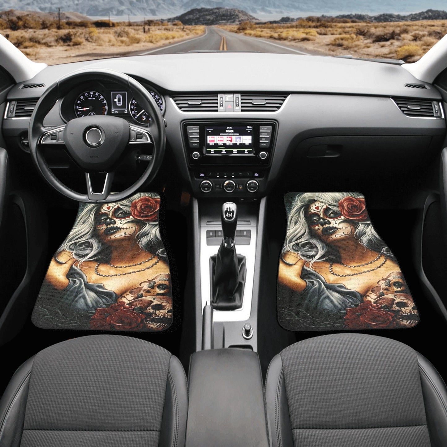 Flower Sugar skull girl Seat Covers for car mat flower skull girl car seat protector, Mexican candy skull seat cover for car accessories