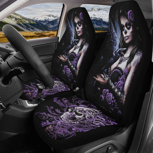 Girl Sugar skull Car Seat Covers car mat flower skull car seat protector rose Mexican skull car mat candy skull car accessories seat cover