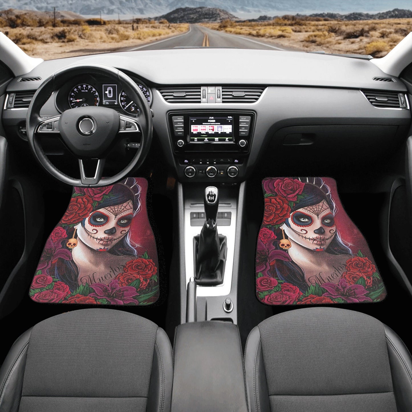 Girl Sugar skull Car Seat Covers car mat flower skull car seat protector Mexican skull girl car mat candy skull car accessories seat cover