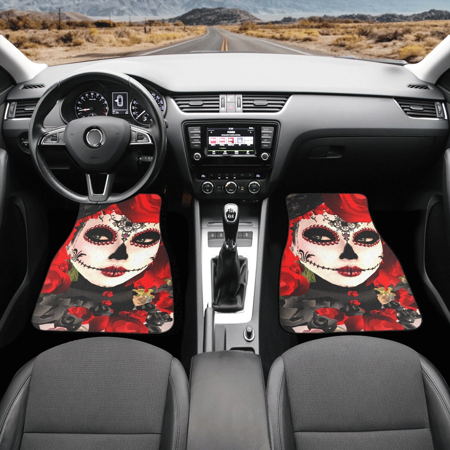 Girl Sugar skull Car Seat Covers car mat flower skull car seat protector Mexican skull girl car mat candy skull car accessories seat cover