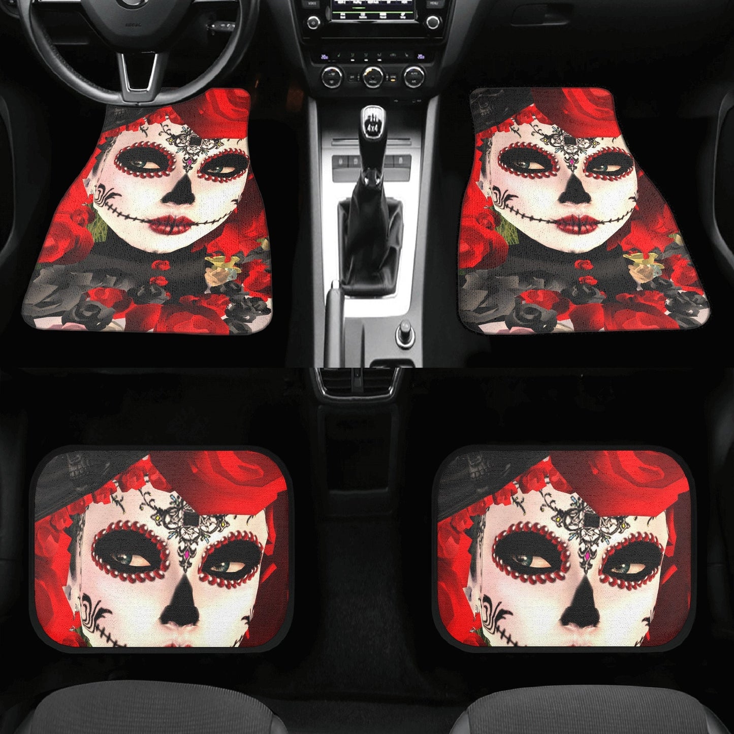 Girl Sugar skull Car Seat Covers car mat flower skull car seat protector Mexican skull girl car mat candy skull car accessories seat cover