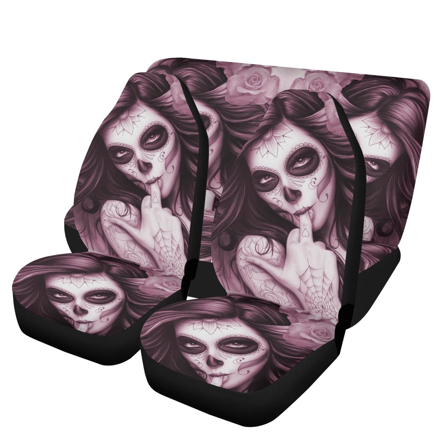 Mexico skull girl car seat cover, Sugar skull Car Seat Covers car mat flower skull car seat protector candy skull car accessories seat cover
