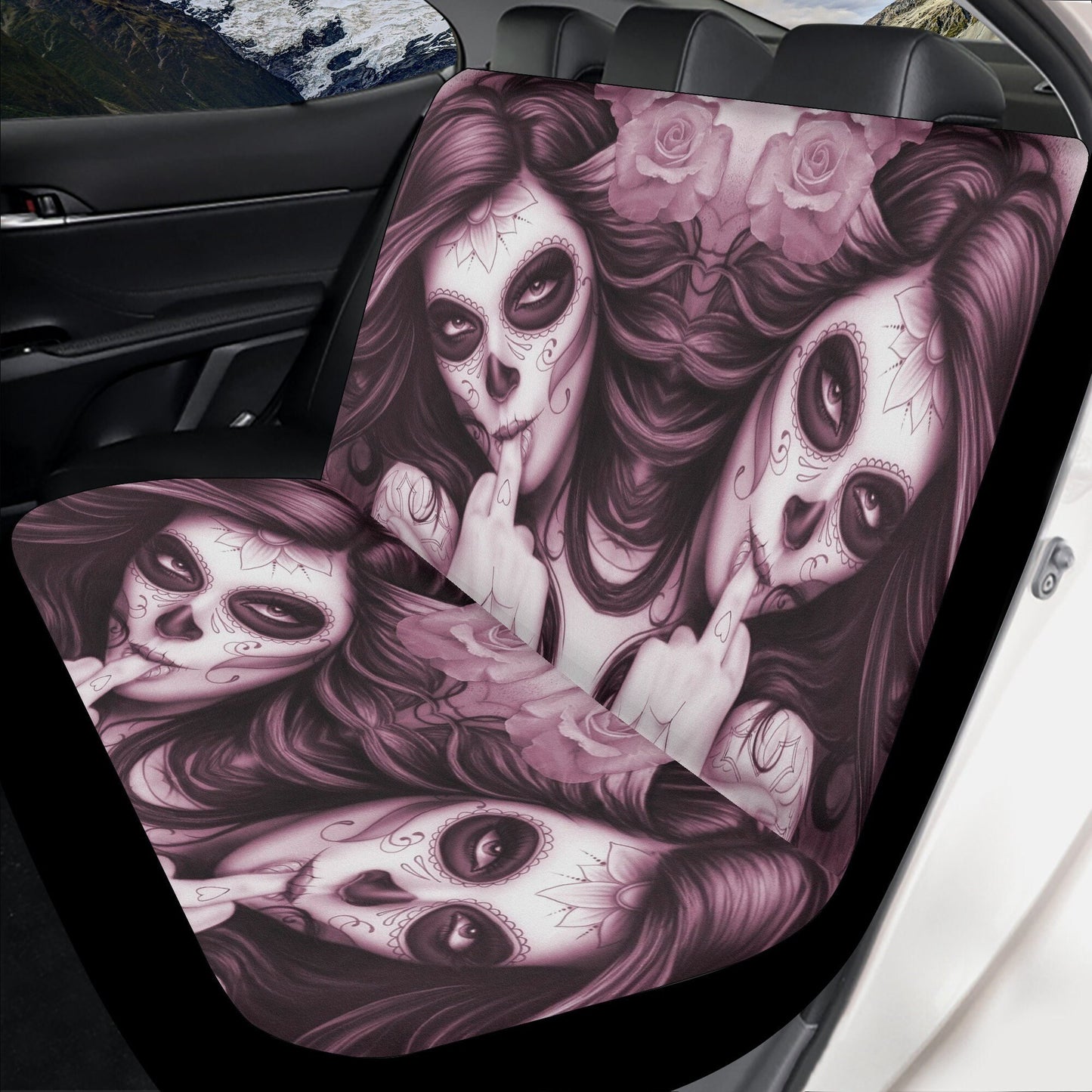 Mexico skull girl car seat cover, Sugar skull Car Seat Covers car mat flower skull car seat protector candy skull car accessories seat cover