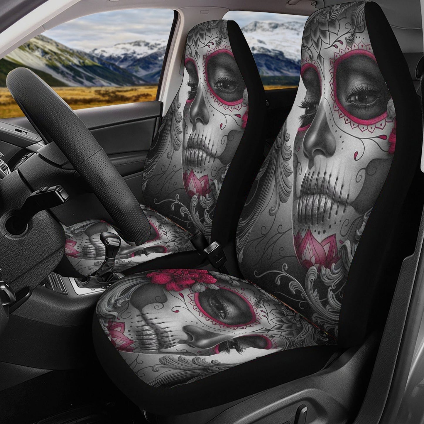 Sugar skull girl car seat cover, Candy skull Car Seat Covers car mat Mexico skull car seat protector candy skull car accessories seat cover