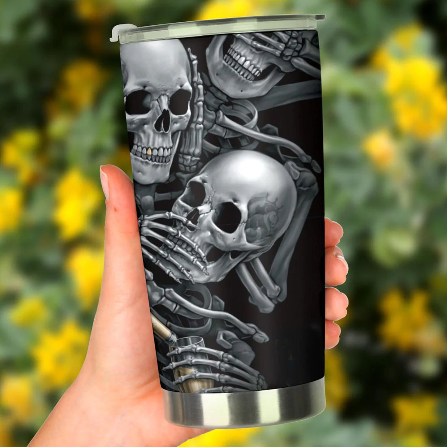No see no hear no speak skull tumbler, Halloween cup mug tumbler, grim reaper skull tumbler mug cup, see no hear no speak no skull cup mug