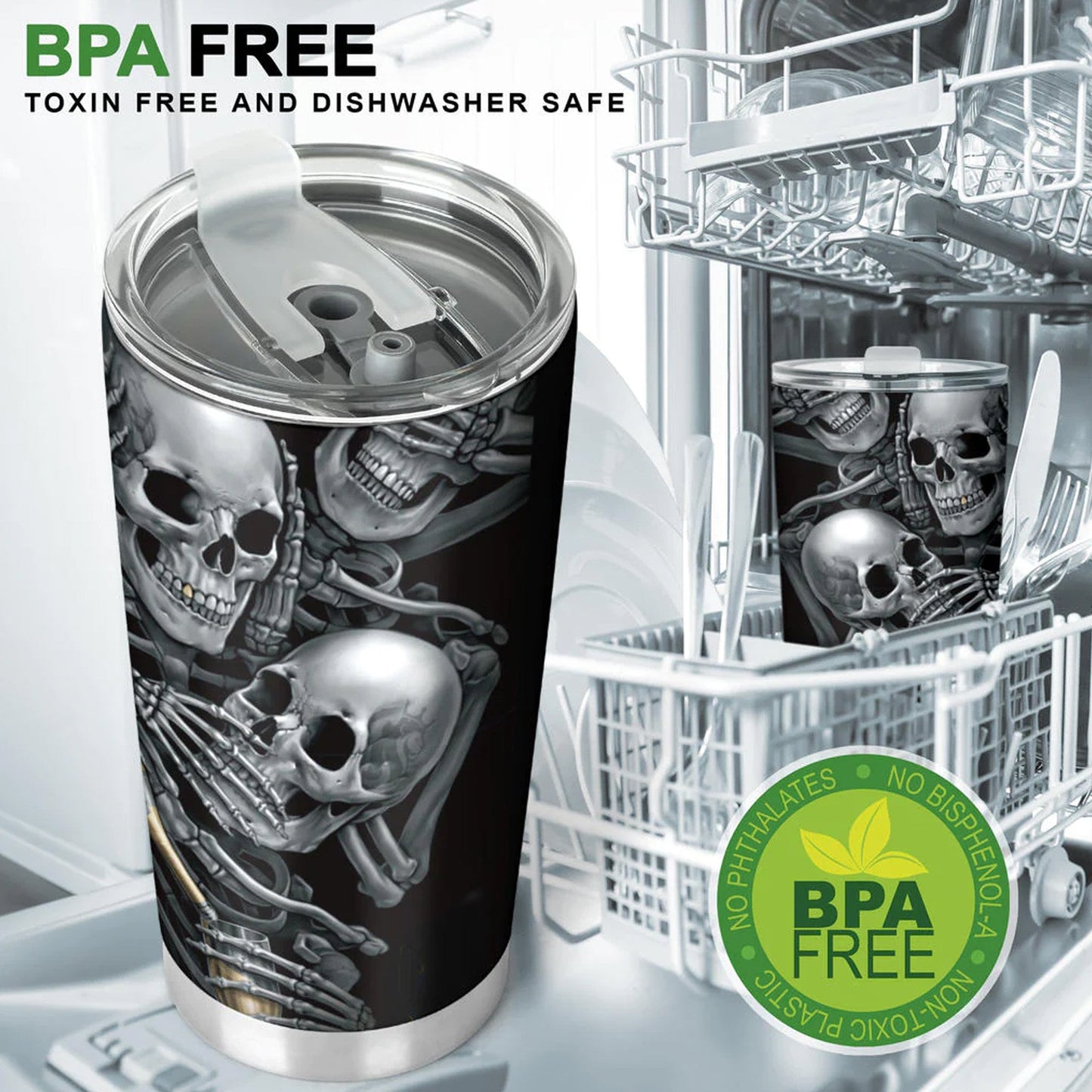 No see no hear no speak skull tumbler, Halloween cup mug tumbler, grim reaper skull tumbler mug cup, see no hear no speak no skull cup mug