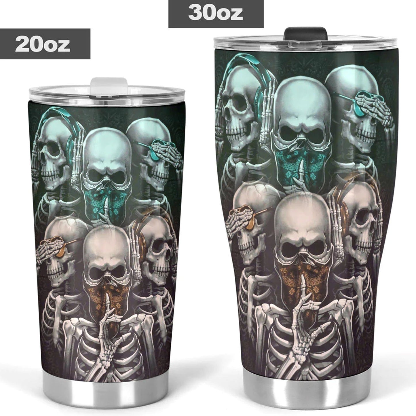See no hear no speak no skull,  Gothic skull cup mug tumblr, skull travel tumbler, skull mug grim reaper gothic mug cup to travel, skull mug