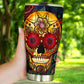 Day of the dead skull tumbler, sugar skull cup mug tumbler, candy skull tumblr, skull tumbler mug cup, Floral skull gothic mug cup tumbler