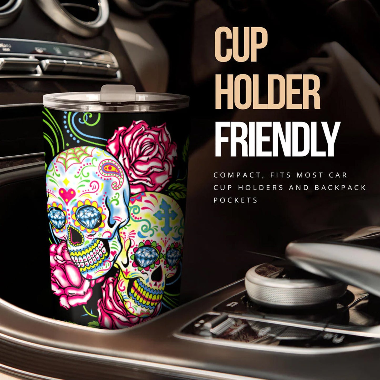 Dia de los muertos floral skull tumbler, Candy skull cup mug tumbler, skull tumblr mug cup, Floral skull gothic Halloween mug cup tumbler