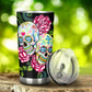Dia de los muertos floral skull tumbler, Candy skull cup mug tumbler, skull tumblr mug cup, Floral skull gothic Halloween mug cup tumbler