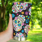 Calaveras skull tumblr mug cup, Candy skull cup mug tumbler, sugar skull tumblr mug cup, Day of the dead skull Halloween mug cup tumbler