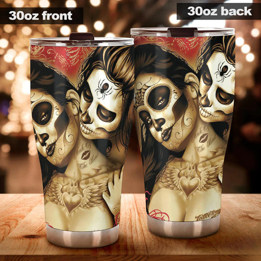 Sugar skull girl tumblr mug cup, Candy skull girl cup mug tumblr, sugar skull tumblr mug cup, Dia de los muertos skull Halloween cup tumbler