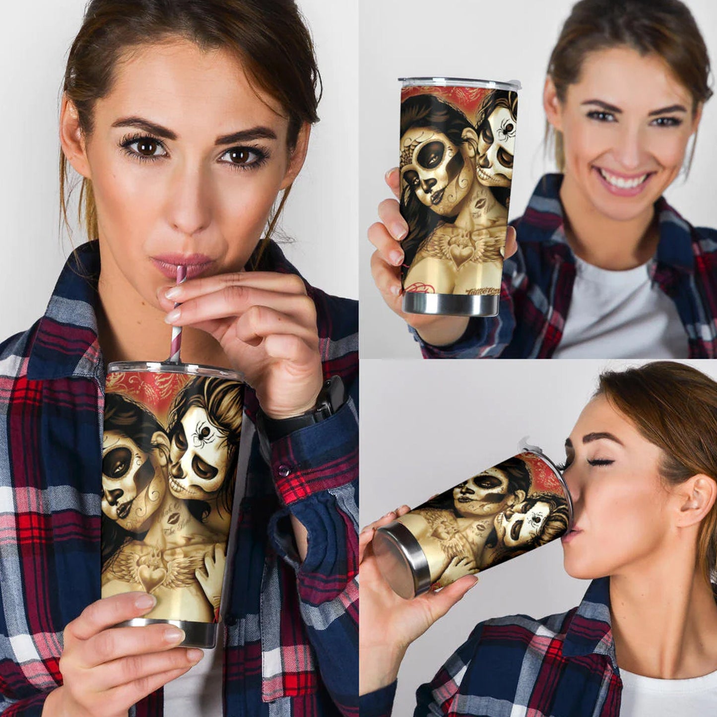 Sugar skull girl tumblr mug cup, Candy skull girl cup mug tumblr, sugar skull tumblr mug cup, Dia de los muertos skull Halloween cup tumbler