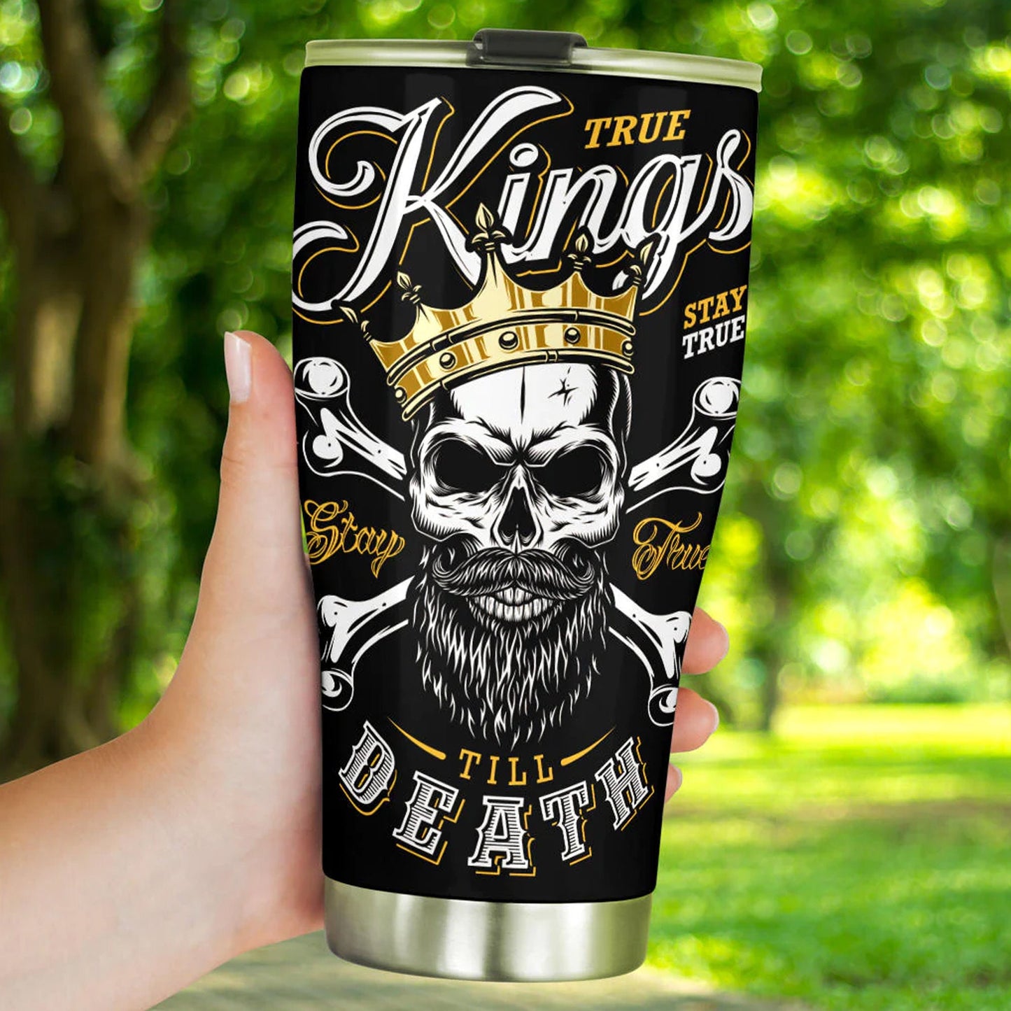 KING skull tumbler mug cup, death skull cup mug, skull travel tumbler Gothic skull mug tumbler reaper skull mug grim reaper gothic mug cup